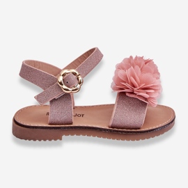 FR1 Fashionabla barnsandaler med rosa polyblommor 1