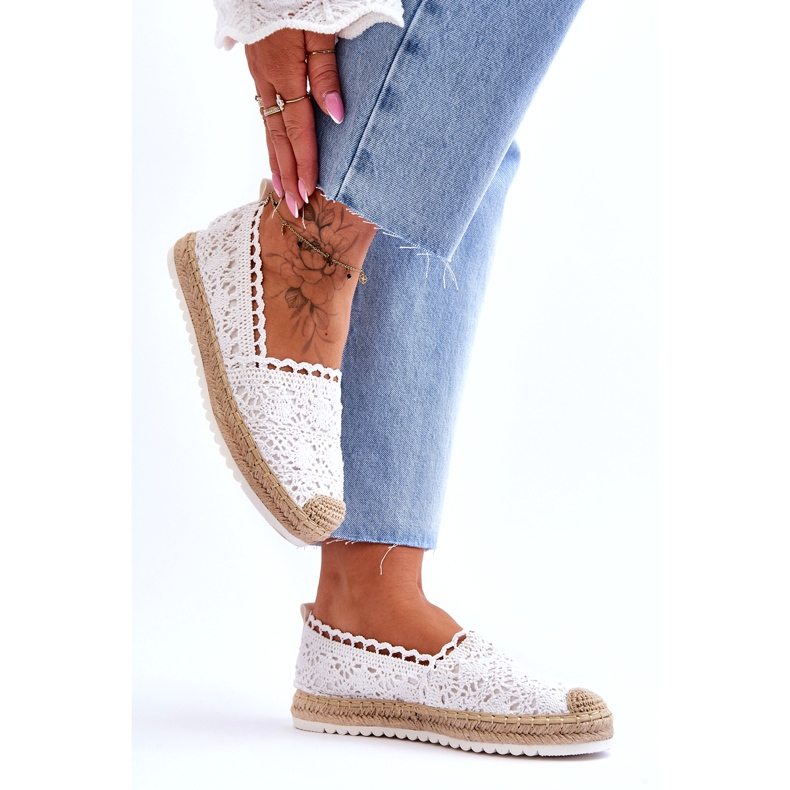 FE1 Spets Slip-on Espadrilles White Blanco vit 2