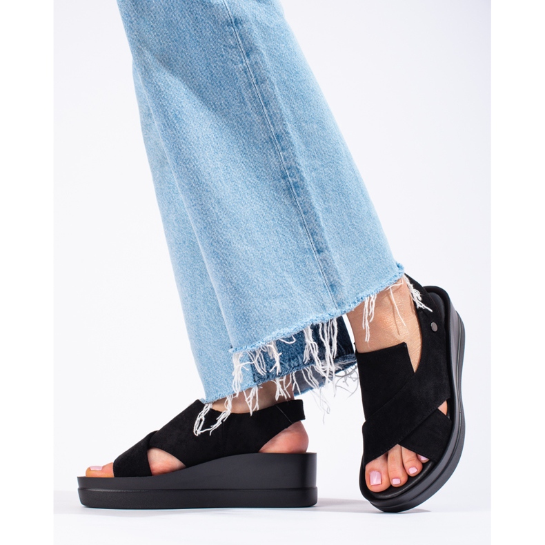 Shelovet svarta sandaler för kvinnor 1