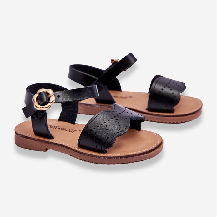 Klassiska svarta Izzy Kids sandaler 2