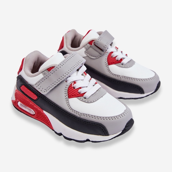 FR1 Barns Läder Platform Sportskor Vita och Röda Lori 2