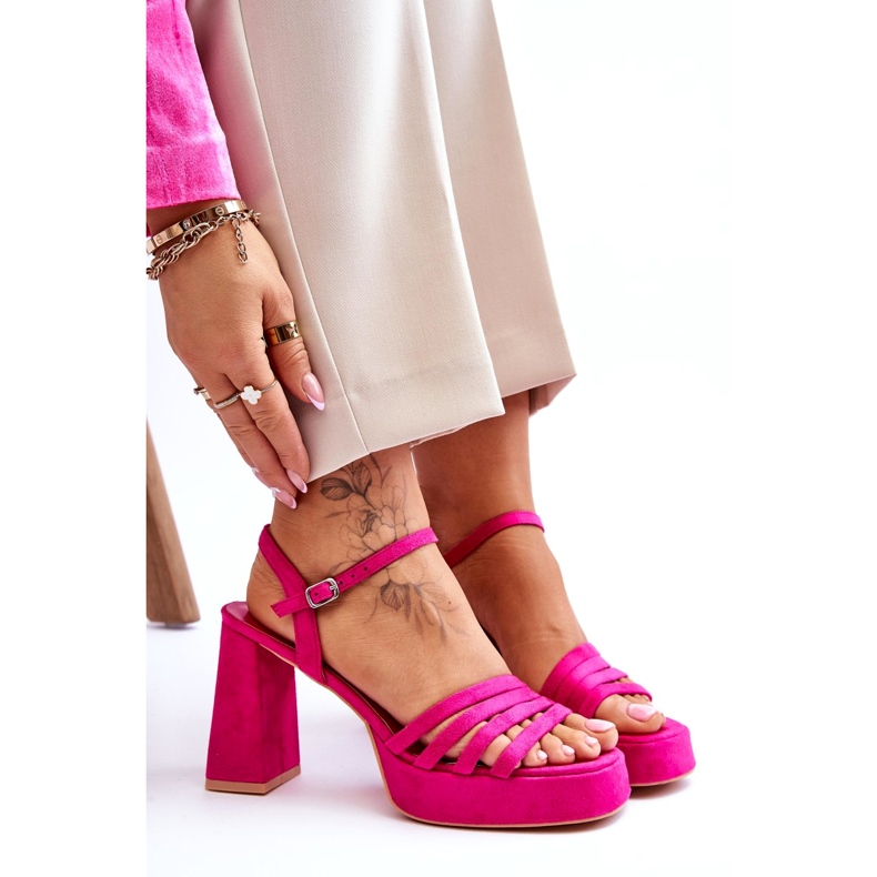 FB2 Platformsandaler i mocka dam Fuchsia Verda rosa 8