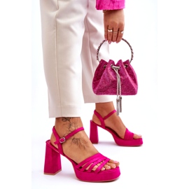 FB2 Platformsandaler i mocka dam Fuchsia Verda rosa 7