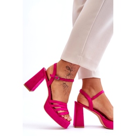 FB2 Platformsandaler i mocka dam Fuchsia Verda rosa 3