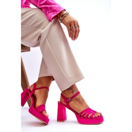 FB2 Platformsandaler i mocka dam Fuchsia Verda rosa 5