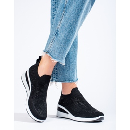 Shelovet svarta wedge sneakers i textil 1