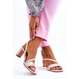 Evento Damsandaler i lack på hög klack, beige 2