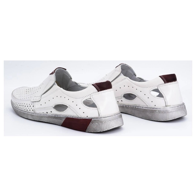 Olivier Genombrutna lädermockasiner för män 937MP, vit 5