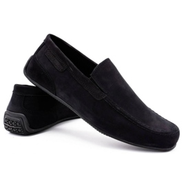Polbut Män läder loafers 2105 svart nubuck 2