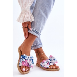 FK1 Kvinnors tofflor med en tyg rosett Vit blomma 1