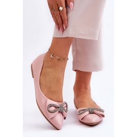 WS1 Eleganta ballerinor med rosett och engångsrosa strass 1