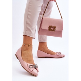 WS1 Eleganta ballerinor med rosett och engångsrosa strass 2