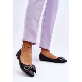 WS1 Eleganta ballerinor med rosett och juveler svarta en gång 1