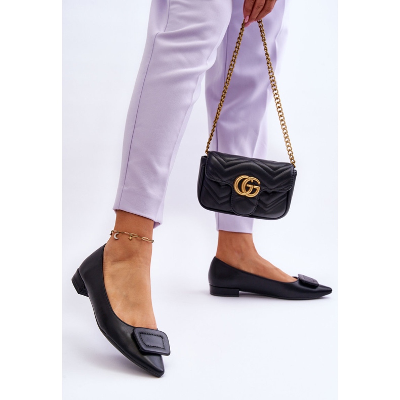 WS1 Klassiska ballerinor med svart Rivea-dekoration 2