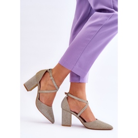 WS1 Fashionabla glänsande pumpar på en guldgalaxklack gyllene 2