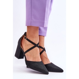 WS1 Fashionabla glänsande pumps på svart galaxklack 1