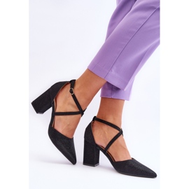 WS1 Fashionabla glänsande pumps på svart galaxklack 2