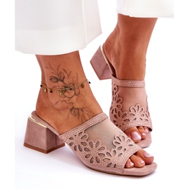 S.Barski Kvinnors klackar med nät och zirkoner S. Barski KV-612-1 Beige 2