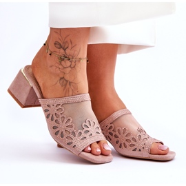 S.Barski Kvinnors klackar med nät och zirkoner S. Barski KV-612-1 Beige 6