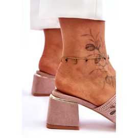 S.Barski Kvinnors klackar med nät och zirkoner S. Barski KV-612-1 Beige 3