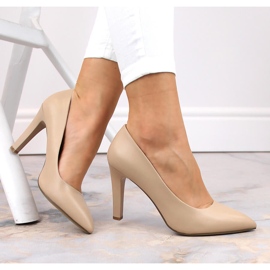 Kvinnors beige kaffe högklackade pumps Sergio Leone 1446 1