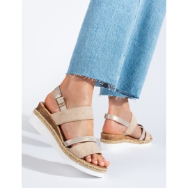 Beige Shelovet kilsandaler för kvinnor 1