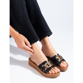 Svarta Shelovet platåtofflor för kvinnor 1