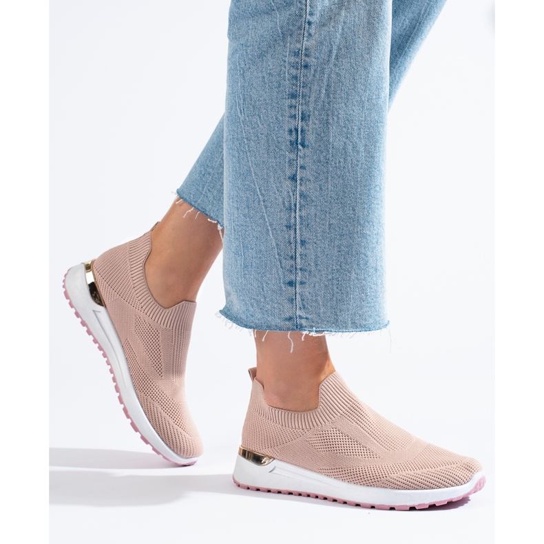 Shelovet rosa slip-on wedge sneakers 1
