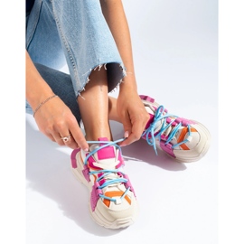 Kvinnors flerfärgade sneakers på en tjock sula Shelovet vit 2