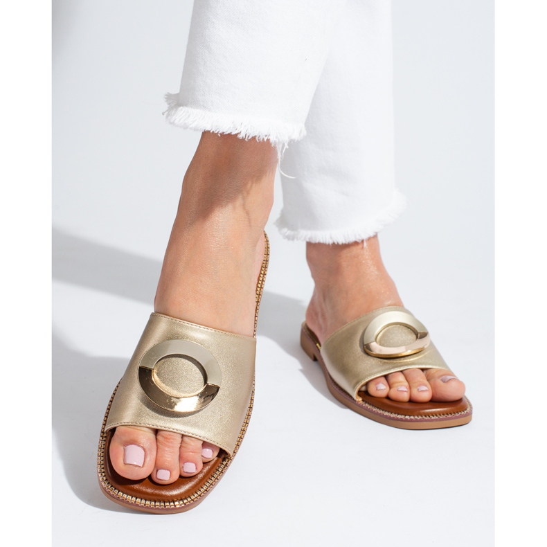 Eleganta guld Shelovet flip flops gyllene 2