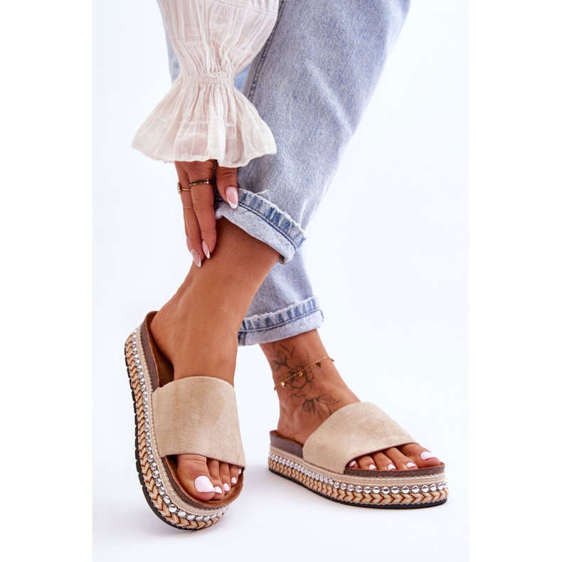 WR1 Damtofflor i slät mocka Beige Hayen 1