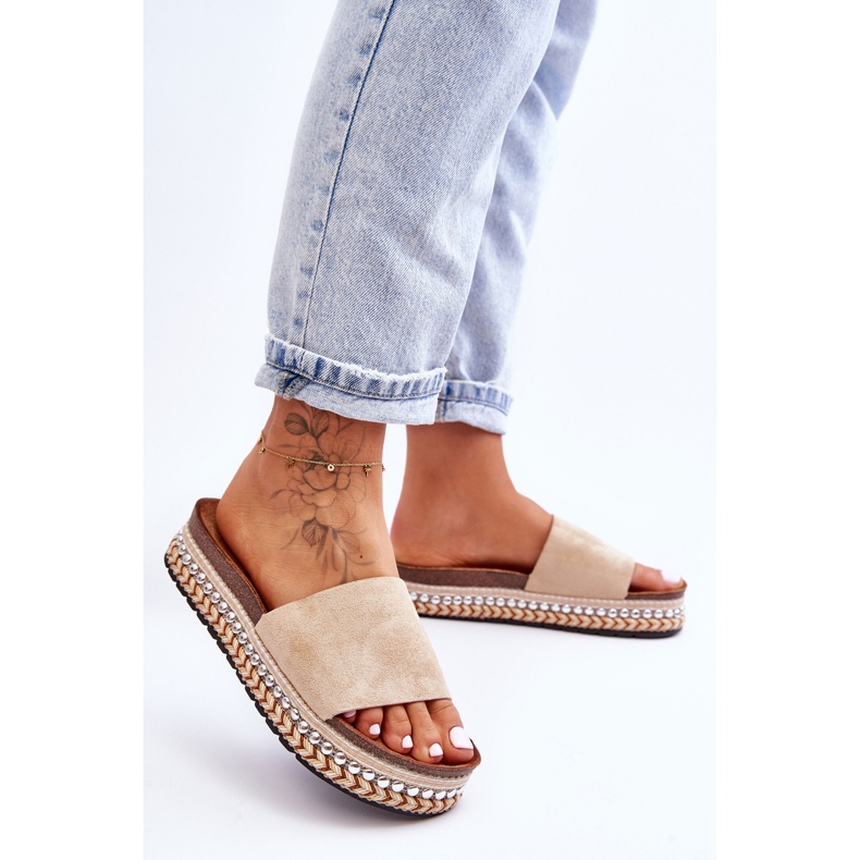 WR1 Damtofflor i slät mocka Beige Hayen 2