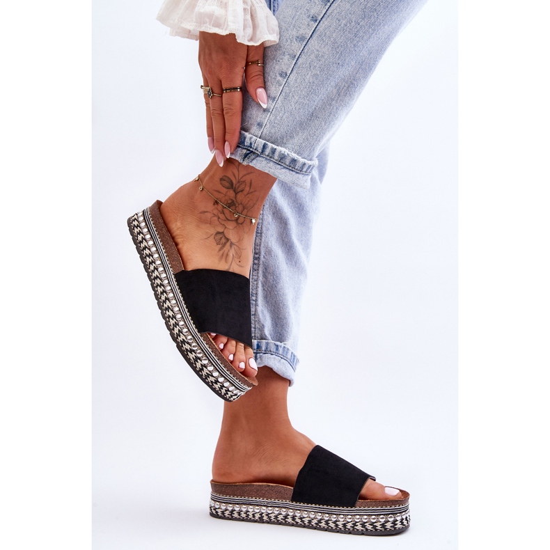 WR1 Damtofflor i slät mocka Svart Hayen 1