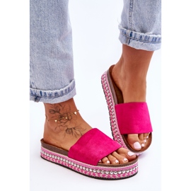 WR1 Damtofflor i slät mocka Fuchsia Hayen rosa 1